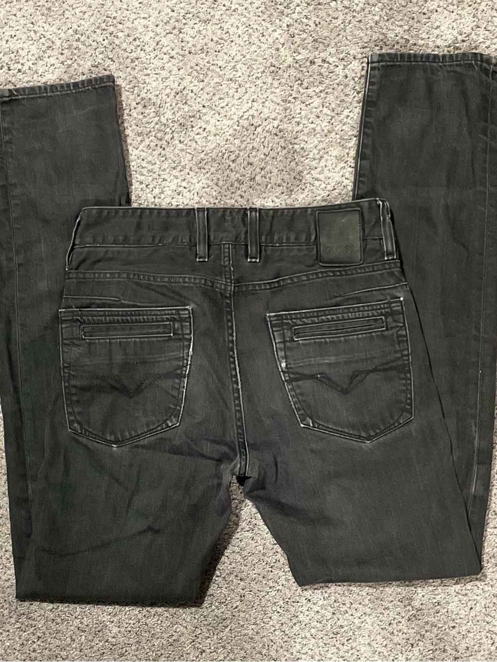 GUESS 1981 Archive Black Zip Detail Denim Jeans – Vintage Wash